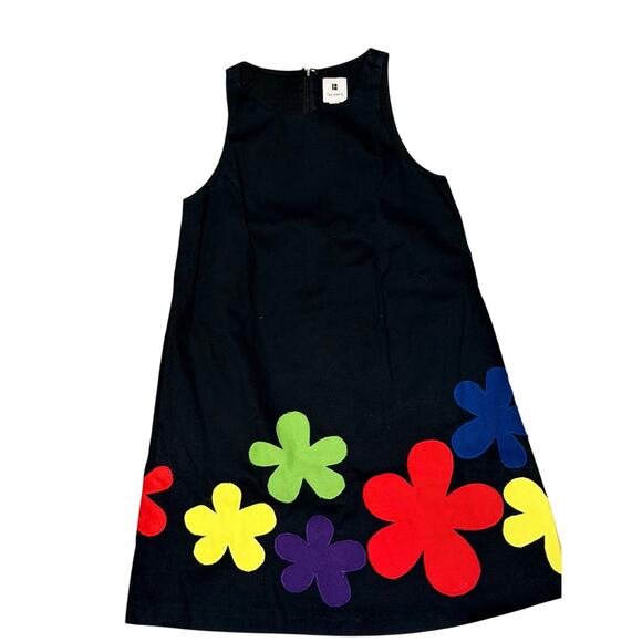 Lisa Perry Dresses & Skirts - Lisa Perry Black Cotton Flower Appliqué Shift Dress Size 4